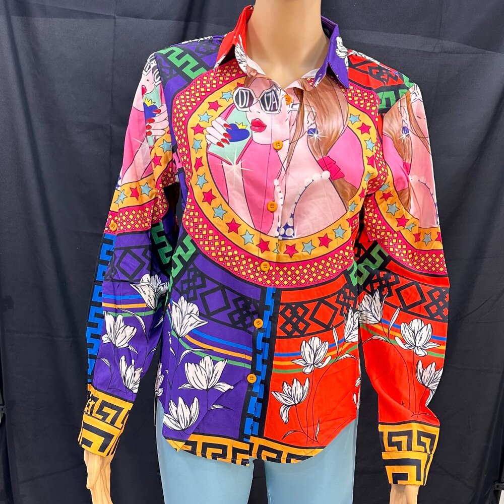 Silk Women Blouse,  multicolor,  long sleeve,  front buttons, shirt collar